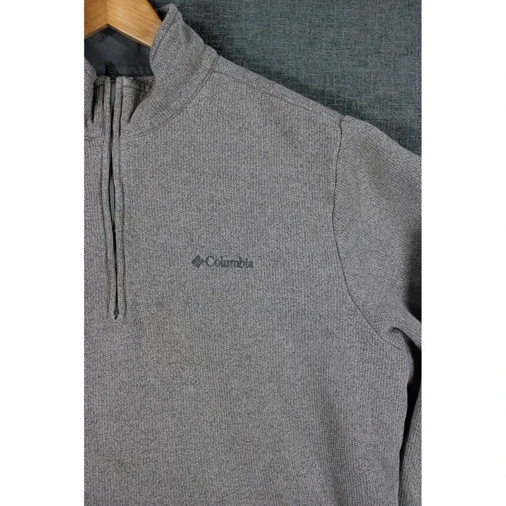 Columbia Mens Gray Quarter Zip Pullover Sweater Heavy Knit Size L RN 69724